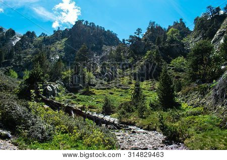 Beautiful Landscape Mountains In Summer At Parc Natural Del Comapedrosa, Andorra
