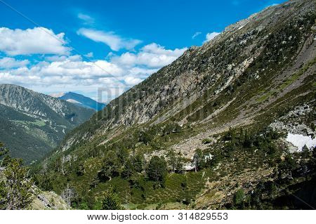 Beautiful Landscape Mountains In Summer At Parc Natural Del Comapedrosa, Andorra