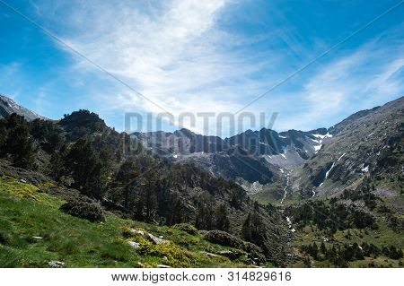 Beautiful Landscape Mountains In Summer At Parc Natural Del Comapedrosa, Andorra