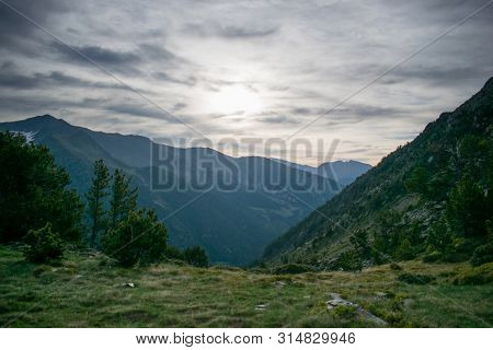 Beautiful Landscape Mountains In Summer At Parc Natural Del Comapedrosa, Andorra
