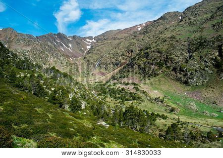 Beautiful Landscape Mountains In Summer At Parc Natural Del Comapedrosa, Andorra