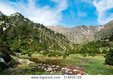 Beautiful Landscape Mountains In Summer At Parc Natural Del Comapedrosa, Andorra