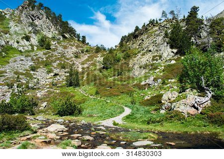 Beautiful Landscape Mountains In Summer At Parc Natural Del Comapedrosa, Andorra