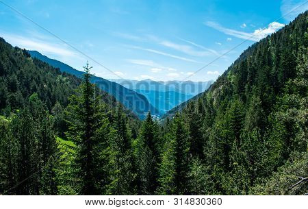 Beautiful Landscape Mountains In Summer At Parc Natural Del Comapedrosa, Andorra