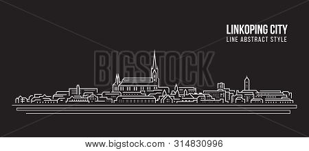Cityscape Building Line Art Vector Illustration Design - Linkoping City