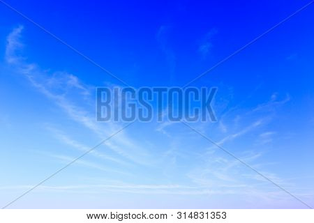 Winter Blue Sky Background And White Clouds In Sunny Day Before Sunset With Skyspace