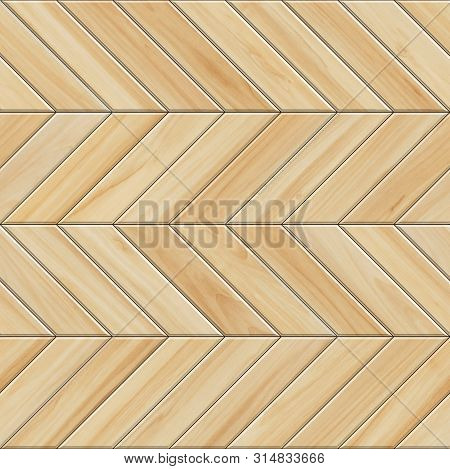 Seamless Texture Of Chevron Wooden Parquet. High Resolution Pattern Of Light Wood