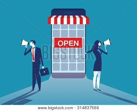 Online Business. Internet Shop Promotion. Concept Business Vector Illustration.