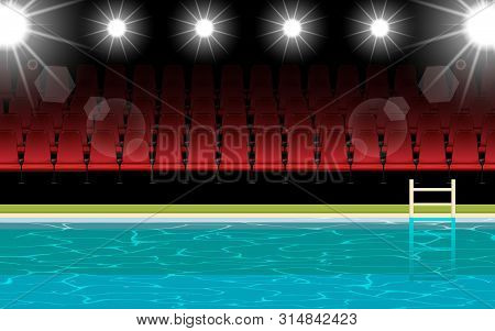 Indoor Swimming Pool With Chairs In The Hall