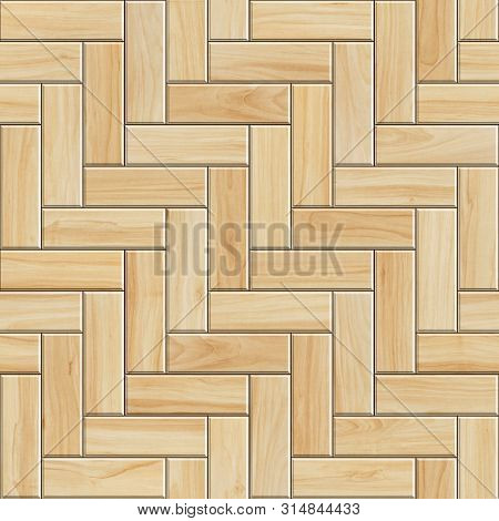 Seamless Texture Of Herringbone Wooden Parquet. High Resolution Pattern Of Light Wood