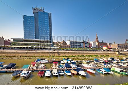 Drava River Waterfront In Town Of Osijek View, Slavonija Region Of Croatia