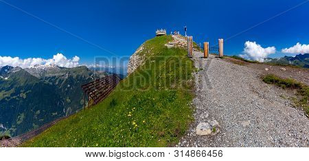 Panoramic View Of Viewpoint On Top Of The Mountain Mannlichen In Swiss Alps, Bernese Oberland Switze