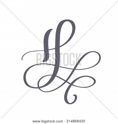 Vector Hand Drawn Calligraphic Floral H Monogram Or Logo. Uppercase Hand Lettering Letter H With Swi