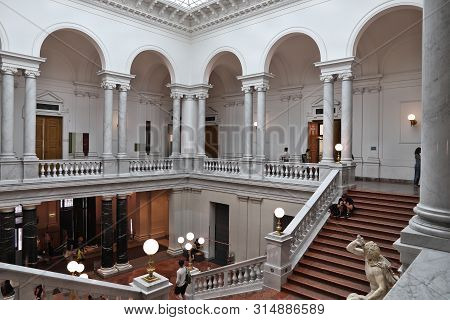 Leipzig, Germany - May 9, 2018: People Visit University Library Albertina (bibliotheca Albertina) In