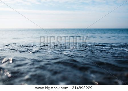 Sea Waves Of The Blue Sea Close-up Full Screen. As Background