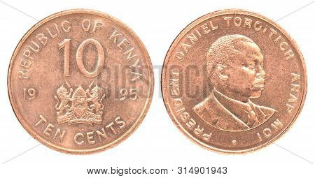 Coin 10 Cents Kenya Isolated On White Background - Set
