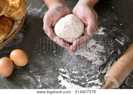 Man Hand Prepare Bakery Raw Material