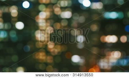 Blurred Abstract Bokeh Background Of San Francisco City Lights At Night