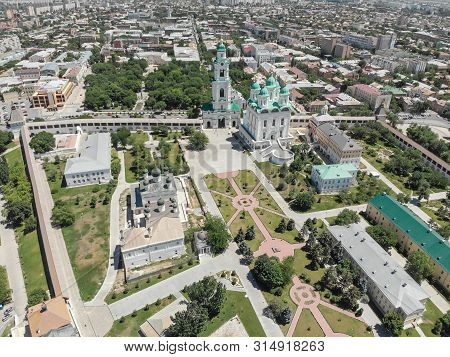 Astrakhan. Astrakhan Kremlin. Fortress. Assumption Cathedral And The Bell Tower Of The Astrakhan Kre