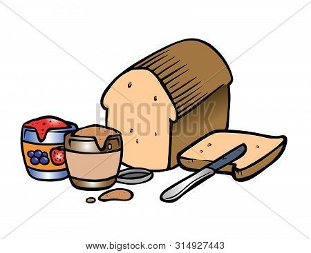 Cartoon Vector Illustration Peanut Butter Jelly Sandwich