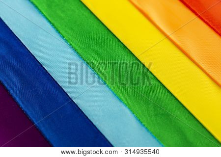 Lgbt Flag Symbol Made Of Satin Ribbons.