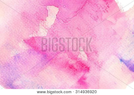 Pink Watercolor Texture Background. The Color Splashing On The Paper. Pink Wash Drawing Brush Stroke