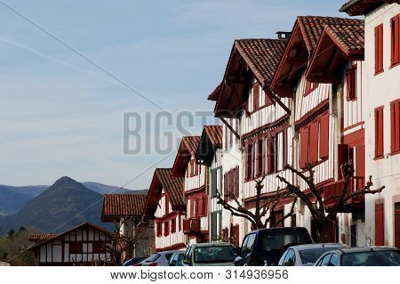 Basque Country, France ; Detail Of Typical Architecture And Orography