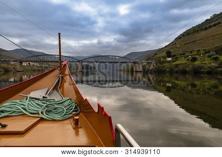 Scenic View Of The Pinhao Village With Terraced Vineyards And The Douro River And The Douro Valley, 