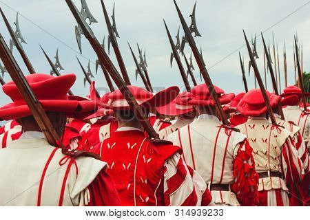 Traditional Parade On Swiss National Day. National Holiday Of Switzerland, Set On 1st August. Celebr