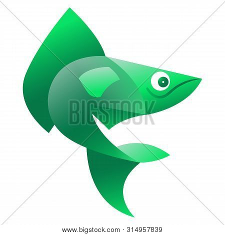 Vector Illustration Of Green Fish On A White Background. It Can Be Used For The Logo, Icon, Decorati