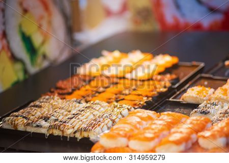 Suchi For Sell In The Supermarket, Suchi Is Japanese National Food Popular Throughout The World