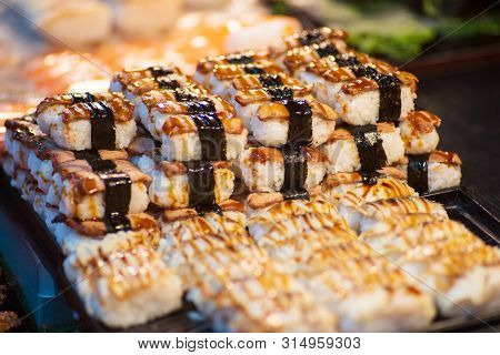 Suchi For Sell In The Supermarket, Suchi Is Japanese National Food Popular Throughout The World