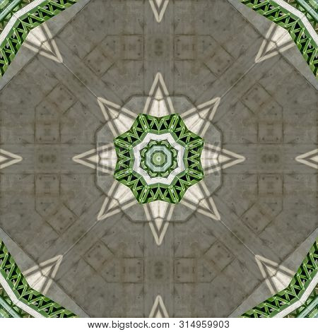 Square Circular Design With Copy Space And Negative Space In The Center Made From Green Bridge In Ca
