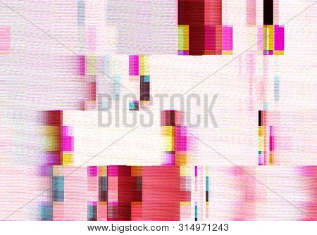 Abstract Background With Glitch Scanlines. Tv Glitch Style