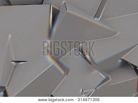 Abstract Background With 3d Shapes And Prism Color Shift