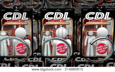 CDL Commercial Drivers License Action Figures 3d Illustration
