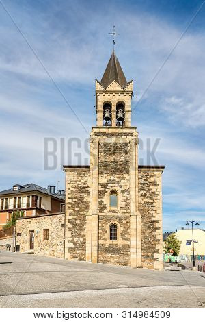 Ponferrada,spain - May 15,2019 - View At The Church Of San Andreas In Ponferrada. Ponferrada Lies On