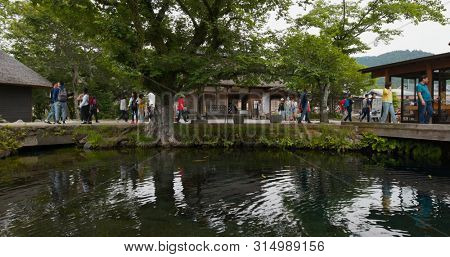 Yamanashi, Japan, 28 June 2019: Oshino Hakkai in Japan