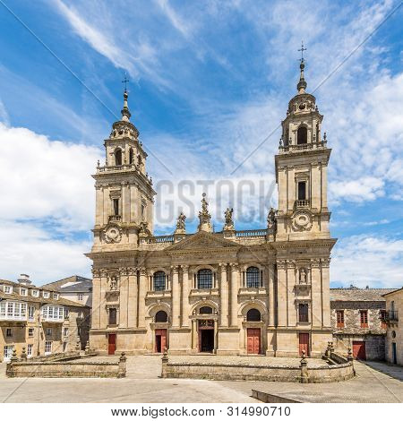 View At The Fascade Of Cathedral Of Santa Maria In Lugo, Spain