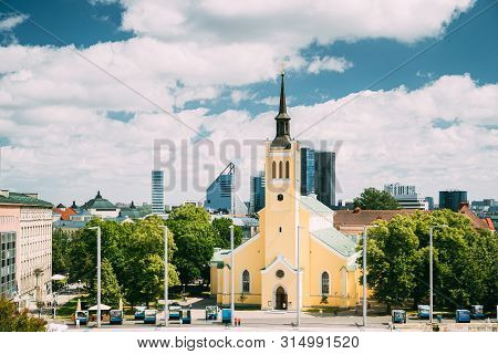 Tallinn, Estonia. Church Of St. John Jaani Kirik At Sunny Summer Day. Large Lutheran Parish Church I