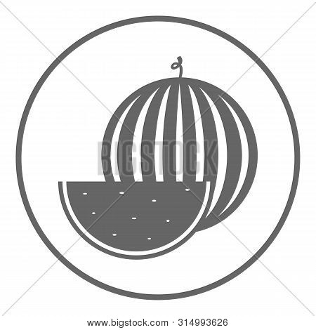 Watermelon Icon. Citrullus Lanatus. White Background. Vector.