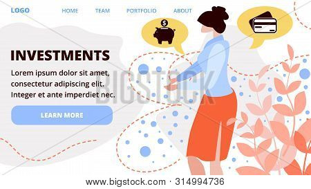 Business Investments Projects Search Online Service Flat Vector Web Banner, Landing Page Template. B