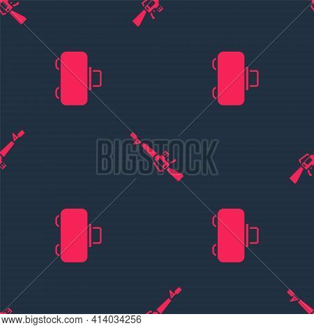 Set Weapon Case And M16a1 Rifle On Seamless Pattern. Vector