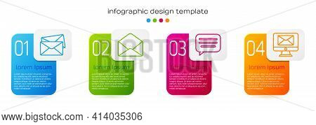Set Line Envelope, Envelope, Speech Bubble Chat And Monitor And Envelope. Business Infographic Templ