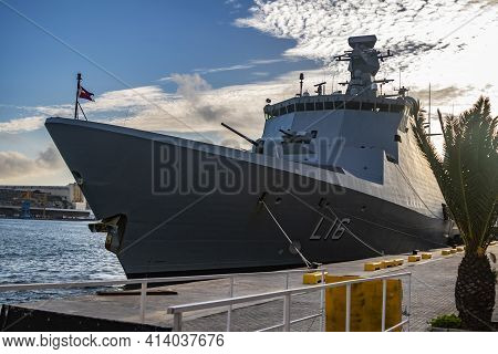 Valletta, Malta - November 23, 2016: Royal Danish Navy Absalon-class L16 Frigate Hdms Absalon Combat