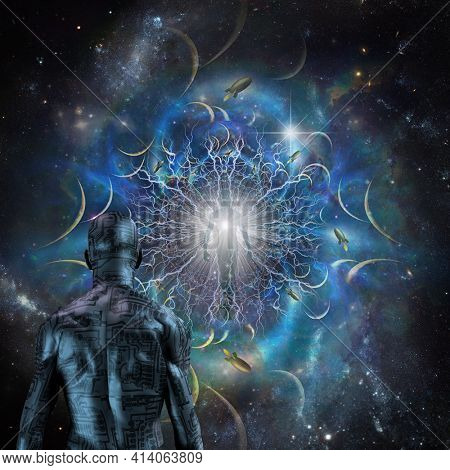 Soul and cybord. 3D rendering