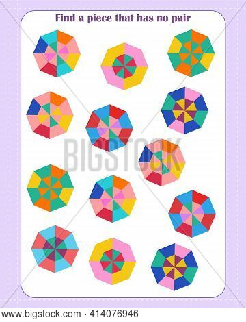 Logic Game For Children. Find Which Shape Is Unpaired. Development Of Attention. Vector Illustration