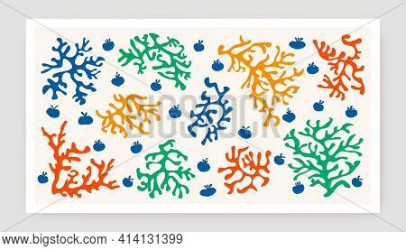 Abstract Matisse Organic Shapes. Coral Shape Homage To Matisse