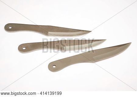 Set Of Several Throwing Knives For Training Of Fight And Sport Throwing