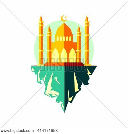 Simple Vector Design Of Golden Mosque With White Background
